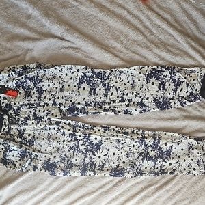 Shosho Navy and White Floral Jogger Pants